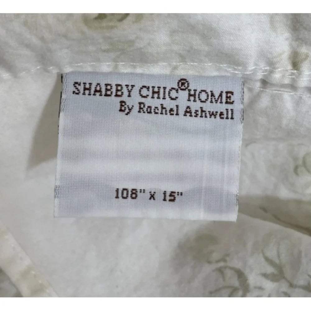 Rachel Ashwell Shabby Chic Couture Valance Silver Roses on Sage White 108x15